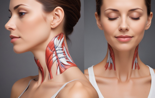 Illustration of a woman's neck showing neck muscles and anatomy to highlight the importance of neck wellness.