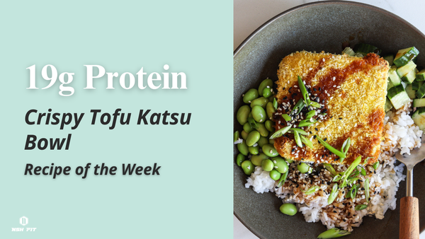 Crispy tofu katsu bowl with edamame and rice.